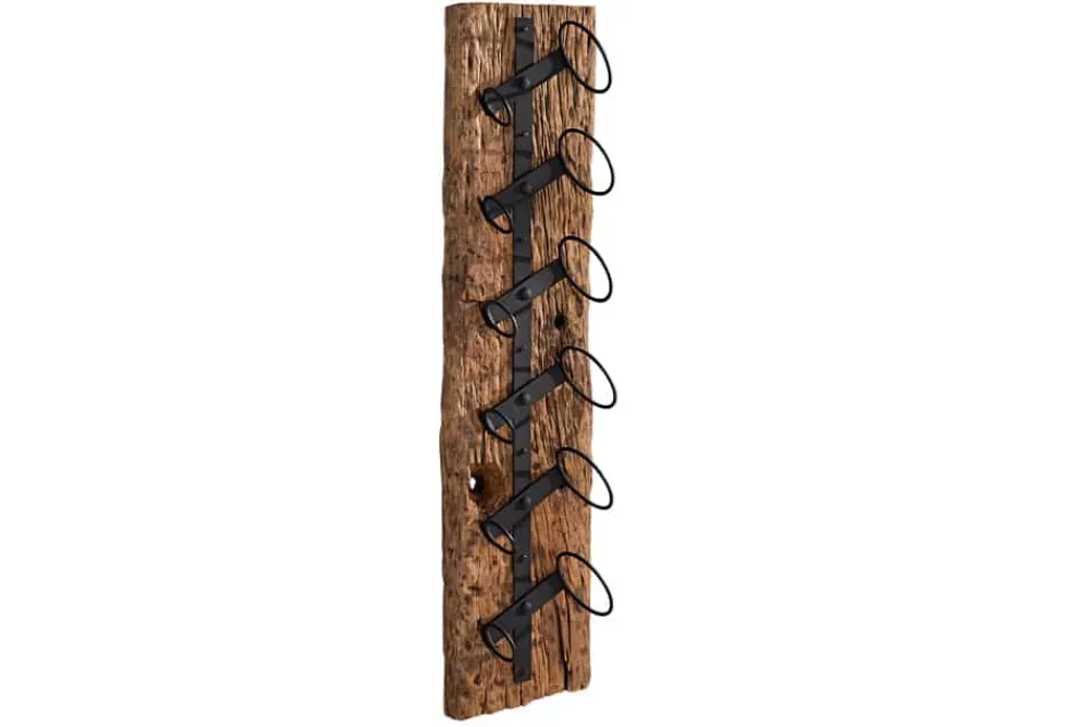 Riess-Ambiente Mehr...|Wohnaccessoires > Massives Wand Weinregal BARRACUDA 100cm natur Teakholz Flaschenhalter