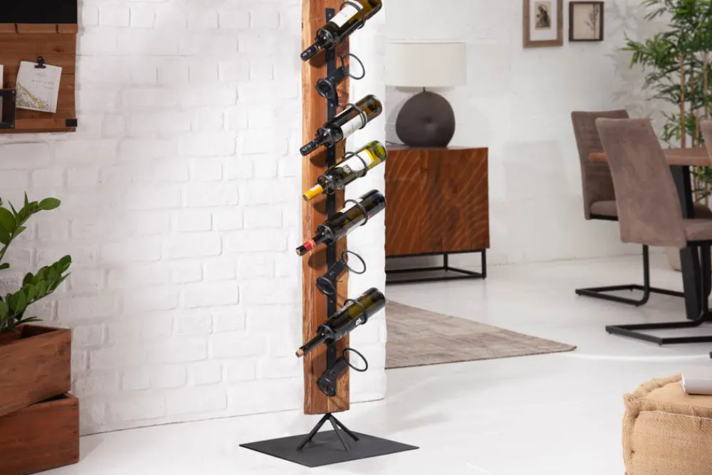Riess-Ambiente Mehr...|Mehr... > Massives Weinregal BARRACUDA 140cm Teakholz rustikaler Flaschenhalter