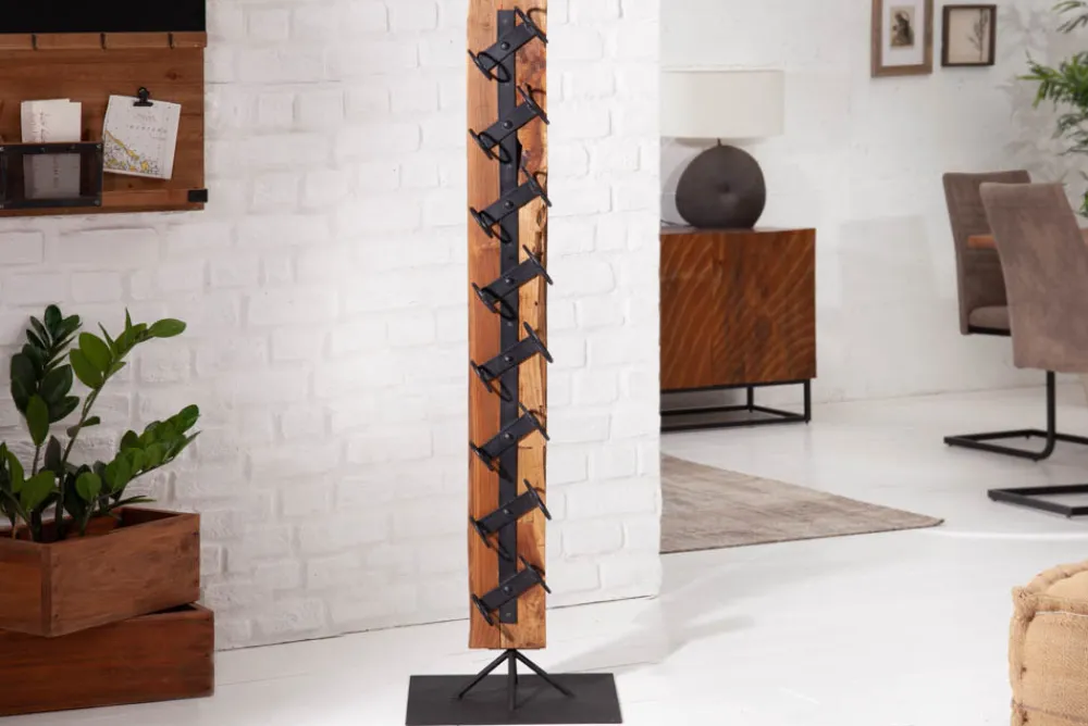 Riess-Ambiente Mehr...|Mehr... > Massives Weinregal BARRACUDA 140cm Teakholz rustikaler Flaschenhalter