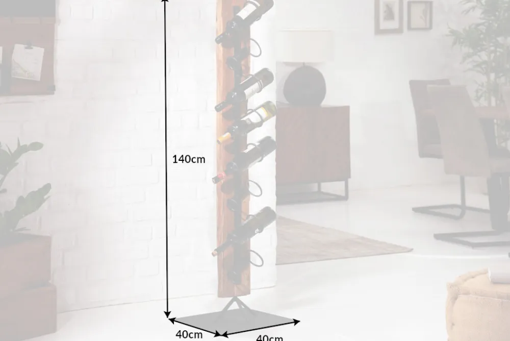 Riess-Ambiente Mehr...|Mehr... > Massives Weinregal BARRACUDA 140cm Teakholz rustikaler Flaschenhalter