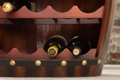 Riess-Ambiente Weinregale|Barschränke > Massives Weinregal BODEGA 80cm coffee braun Pinie Fass-Bartisch für 23 Flaschen