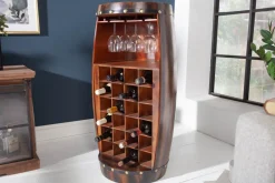 Riess-Ambiente Weinregale|Barschränke > Massives Weinregal BODEGA 97cm coffee braun Pinie Fass-Bartisch für 24 Flaschen