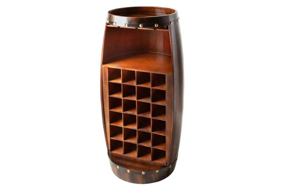 Riess-Ambiente Weinregale|Barschränke > Massives Weinregal BODEGA 97cm coffee braun Pinie Fass-Bartisch für 24 Flaschen
