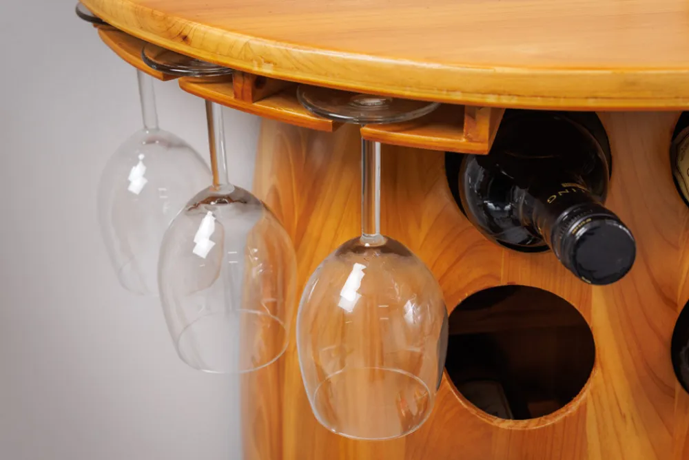 Riess-Ambiente Mehr...|Massivholzregale > Massives Weinregal BODEGA 84cm natur Pinienholz Weinfass Barschrank für 14 Flaschen