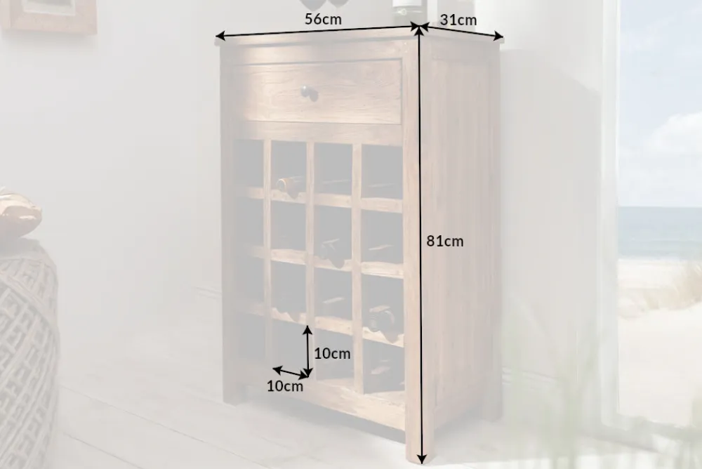 Riess-Ambiente Mehr...|Mehr... > Massives Weinregal HEMINGWAY 56cm recyceltes Massivholz Weinschrank für 16 Flaschen