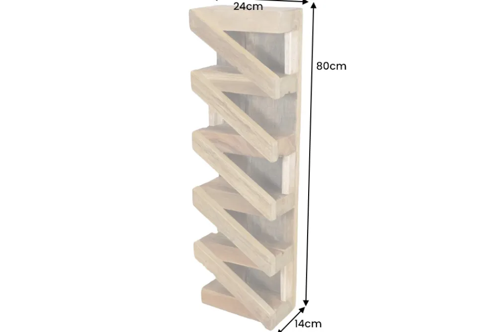 Riess-Ambiente Mehr...|Massivholzregale > Massives Weinregal MAKASSAR 80cm recyceltes Teakholz für 5 Flaschen Wandregal