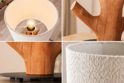 Riess-Ambiente Tischlampen > Massive Tischlampe JEWELRY 60cm natur Mangostanholz weißer Stoffschirm