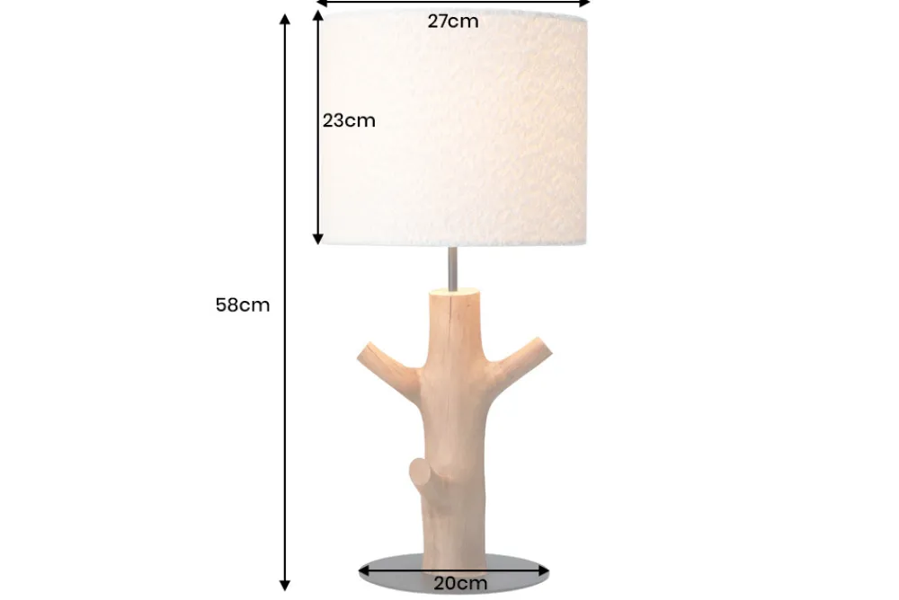 Riess-Ambiente Tischlampen > Massive Tischlampe JEWELRY 60cm natur Mangostanholz weißer Stoffschirm