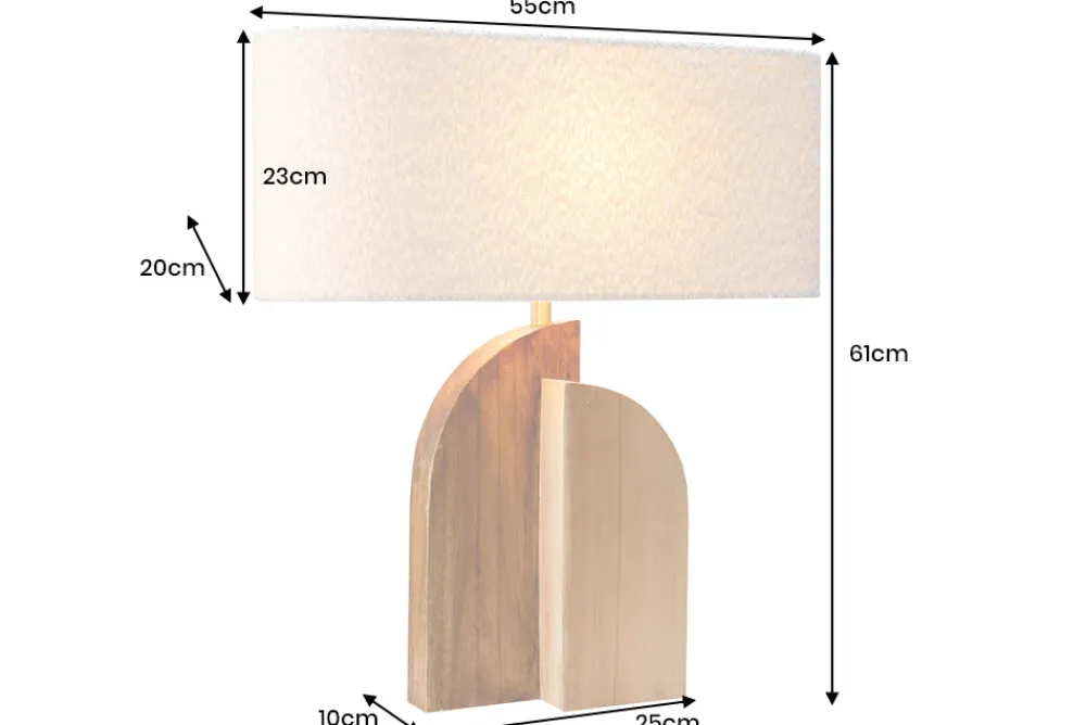 Riess-Ambiente Tischlampen > Massive Tischlampe LOVERS 60cm natur Regenbaumholz weißer Stoffschirm