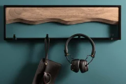 Riess-Ambiente Mehr...|Mehr... > Massive Wandgarderobe AMAZONAS 60cm Mangoholz Metall schwarz mit 4 Kleiderhaken