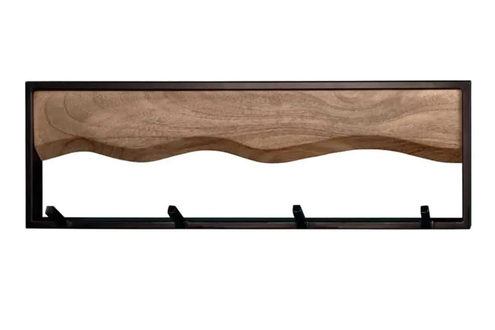 Riess-Ambiente Mehr...|Mehr... > Massive Wandgarderobe AMAZONAS 60cm Mangoholz Metall schwarz mit 4 Kleiderhaken
