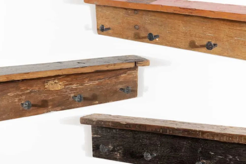Riess-Ambiente Mehr...|Mehr... > Massive Wandgarderobe HEMINGWAY 60cm natur recyceltes Teakholz mit Ablage