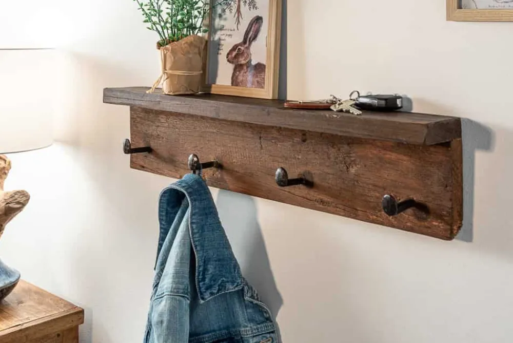 Riess-Ambiente Mehr...|Mehr... > Massive Wandgarderobe HEMINGWAY 60cm natur recyceltes Teakholz mit Ablage