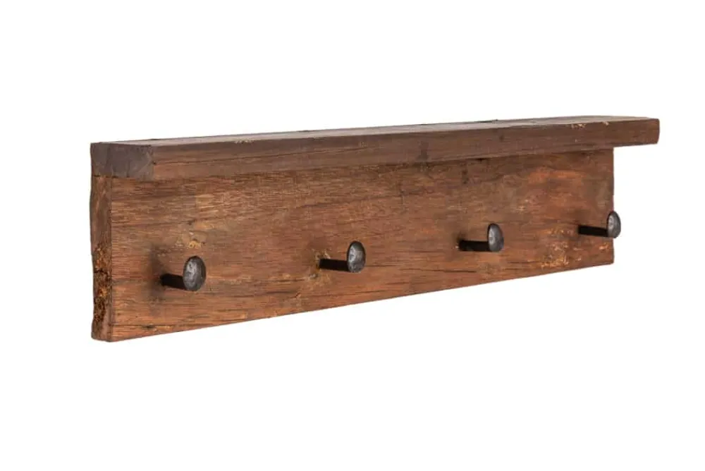 Riess-Ambiente Mehr...|Mehr... > Massive Wandgarderobe HEMINGWAY 60cm natur recyceltes Teakholz mit Ablage