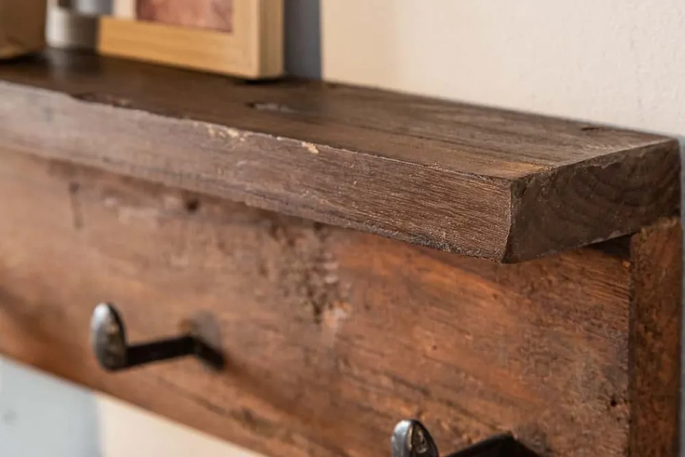 Riess-Ambiente Mehr...|Mehr... > Massive Wandgarderobe HEMINGWAY 60cm natur recyceltes Teakholz mit Ablage