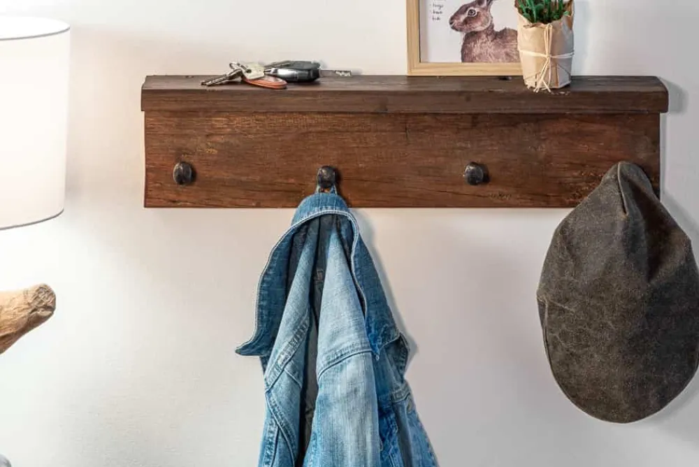Riess-Ambiente Mehr...|Mehr... > Massive Wandgarderobe HEMINGWAY 60cm natur recyceltes Teakholz mit Ablage