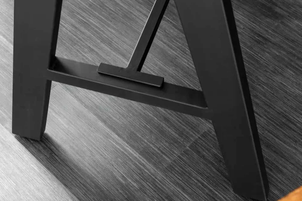 Riess-Ambiente Mehr...|Mehr... > Massivholz Bartisch MAMMUT 120cm natur Akazie Baumkante Metall schwarz mit Fußablage