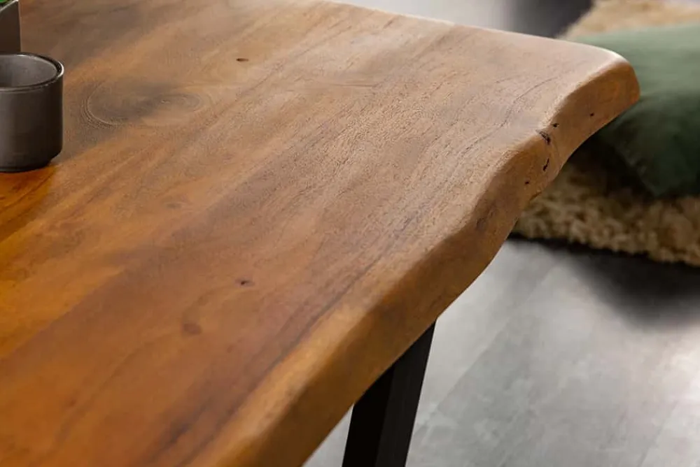 Riess-Ambiente Couchtische & Truhen|Mehr... > Massivholz Baumstamm Couchtisch MAMMUT 110cm Akazie schwarzes Metallgestell 3,5cm Tischplatte