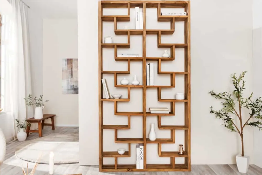 Riess-Ambiente Mehr...|Massivholzregale > Massivholz Bücherregal JAVA 200cm natur Teakholz Standregal Raumtrenner recycelt