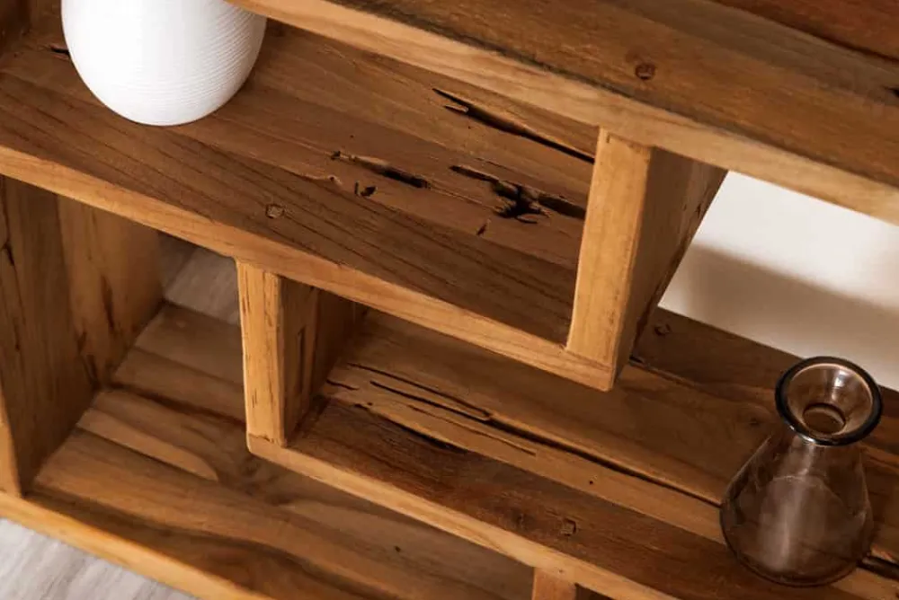 Riess-Ambiente Mehr...|Massivholzregale > Massivholz Bücherregal JAVA 200cm natur Teakholz Standregal Raumtrenner recycelt