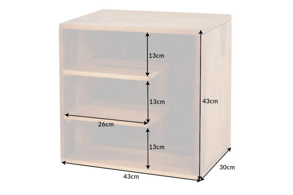Riess-Ambiente Beistelltische|Mehr... > Massivholz Beistelltisch CUBUS 45cm braun Sheesham stone finish Regal Nachttisch