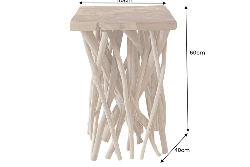 Riess-Ambiente Beistelltische|Mehr... > Massivholz Beistelltisch DRIFTWOOD 60cm natur Teak viereckig im Stelzen-Design