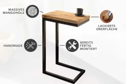 Riess-Ambiente Mehr...|Massivholz Beistelltische > Massivholz Beistelltisch GASTON 65cm natur Mangoholz Metall schwarz handmade
