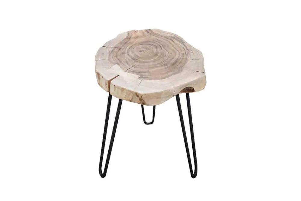 Riess-Ambiente Beistelltische|Mehr... > Massivholz Beistelltisch GOA 40cm natur Akazie Baumstamm Metall schwarz Hairpin Legs
