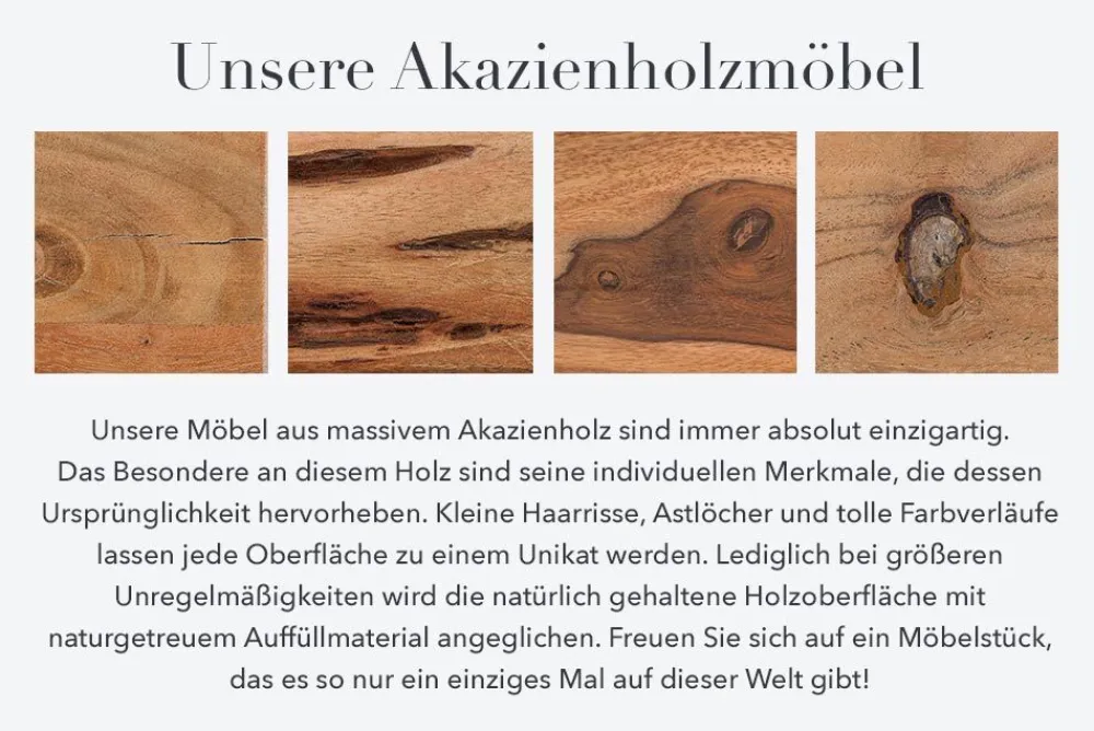 Riess-Ambiente Beistelltische|Mehr... > Massivholz Beistelltisch GOA 40cm natur Akazie Baumstamm Metall schwarz Hairpin Legs