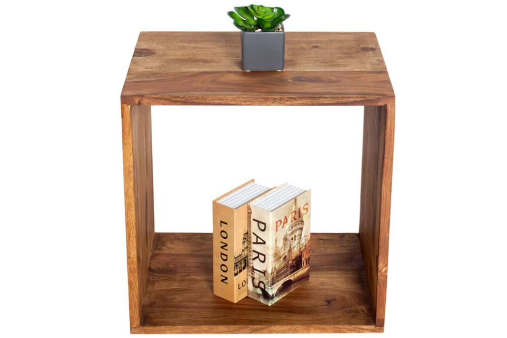 Riess-Ambiente Beistelltische|Mehr... > Massivholz Beistelltisch MAKASSAR 45cm braun Sheesham stone finish Regal handmade
