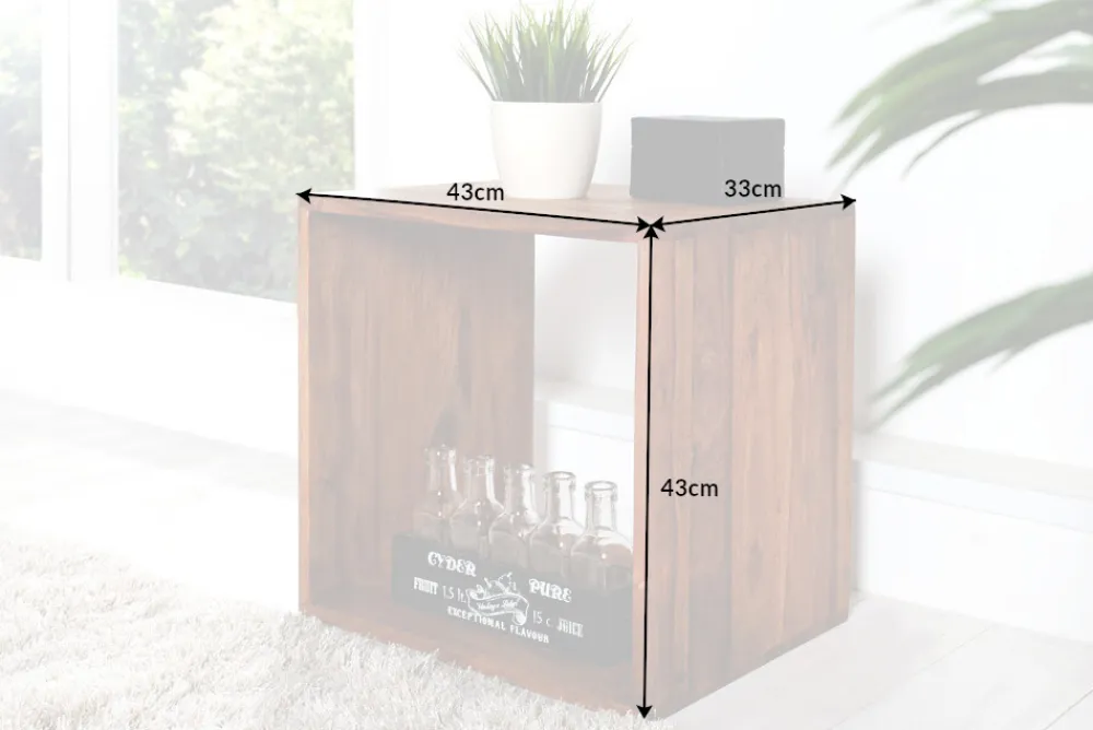 Riess-Ambiente Beistelltische|Mehr... > Massivholz Beistelltisch MAKASSAR 45cm braun Sheesham stone finish Regal handmade
