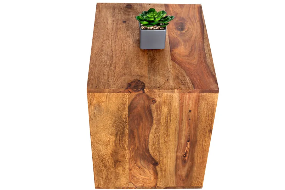 Riess-Ambiente Beistelltische|Mehr... > Massivholz Beistelltisch MAKASSAR 45cm braun Sheesham stone finish Regal handmade