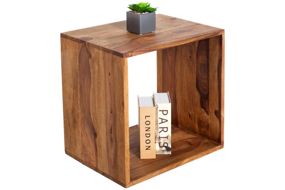 Riess-Ambiente Beistelltische|Mehr... > Massivholz Beistelltisch MAKASSAR 45cm braun Sheesham stone finish Regal handmade