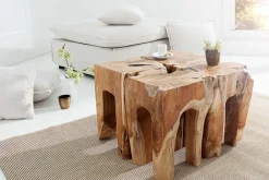 Riess-Ambiente Beistelltische|Mehr... > Massivholz Beistelltisch MOLAR 30cm Hocker Teak Block aus einem Stück gefertigt