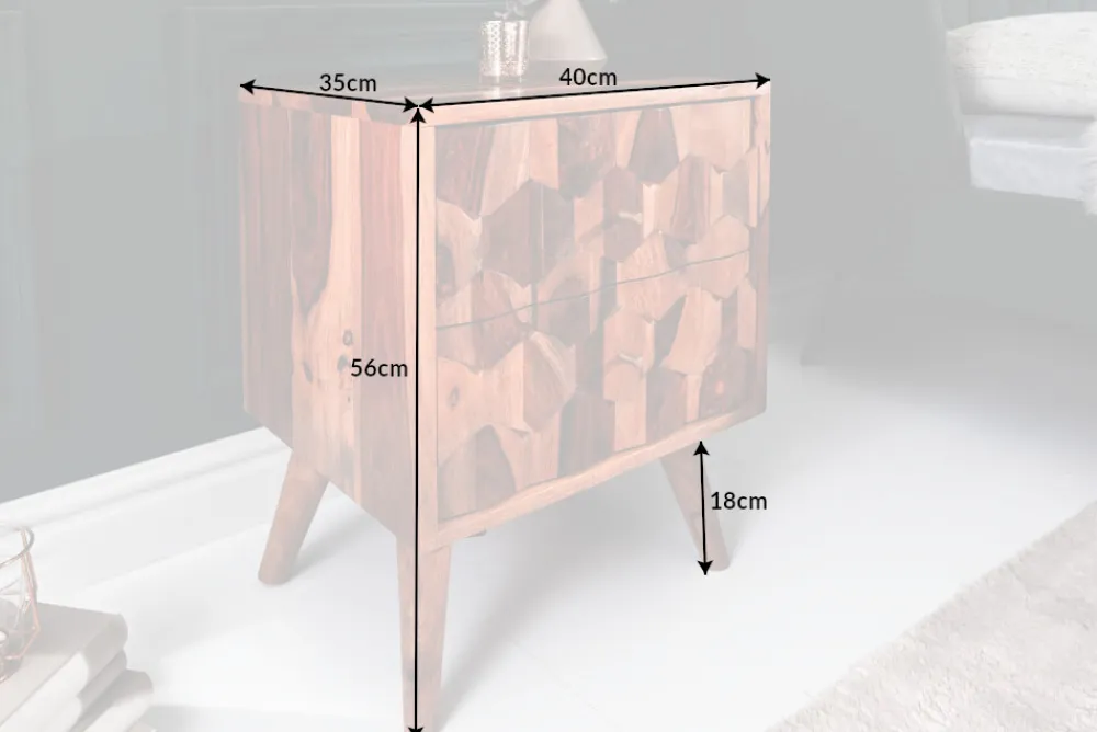 Riess-Ambiente Mehr...|Massivholztische > Massivholz Beistelltisch MYSTIC LIVING 60cm braun Sheesham stone finish Nachttisch