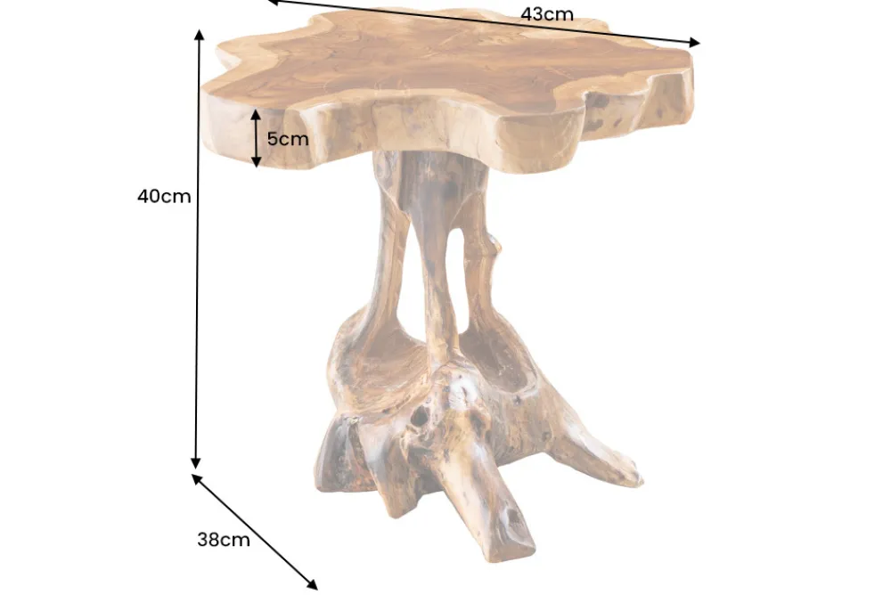 Riess-Ambiente Beistelltische|Mehr... > Massivholz Beistelltisch ROOT 40cm natur Teak aus Wurzelholz im Stelzen-Design