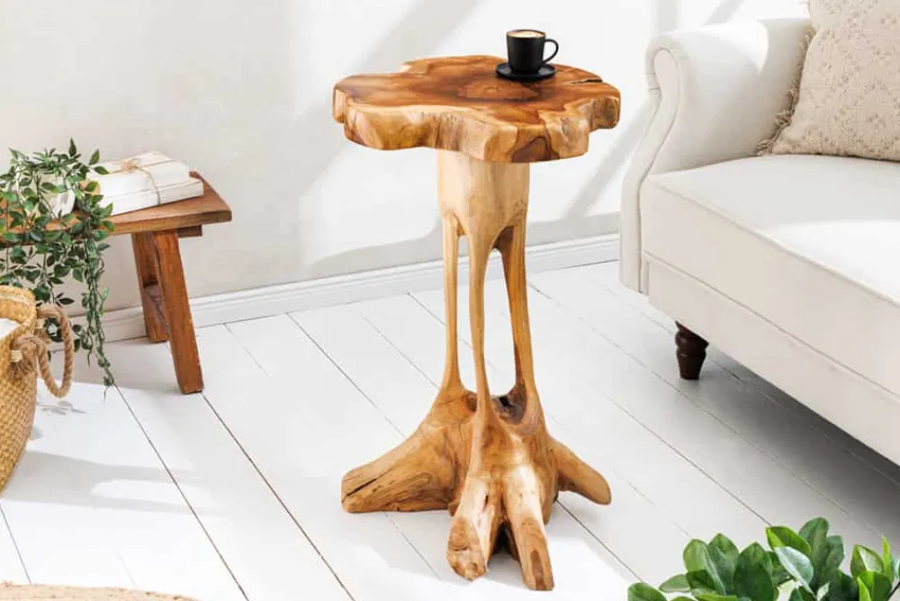 Riess-Ambiente Beistelltische|Mehr... > Massivholz Beistelltisch ROOT 70cm natur Teak aus Wurzelholz im Stelzen-Design