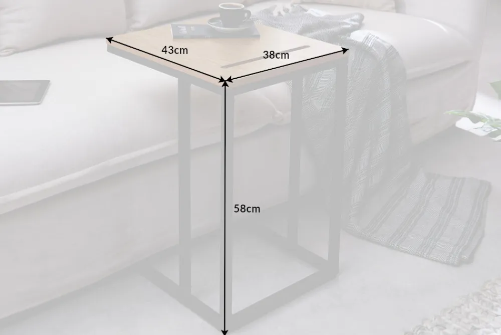 Riess-Ambiente Beistelltische|Industrial Loft > Massivholz Beistelltisch SCANDINAVIA 45cm natur Wildeiche Metall schwarz Laptoptisch