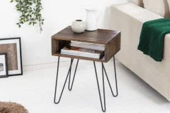 Riess-Ambiente Mehr...|Massivholztische > Massivholz Beistelltisch SCORPION 55cm Akazie Nachttisch mit Ablage Hairpin Legs Metall