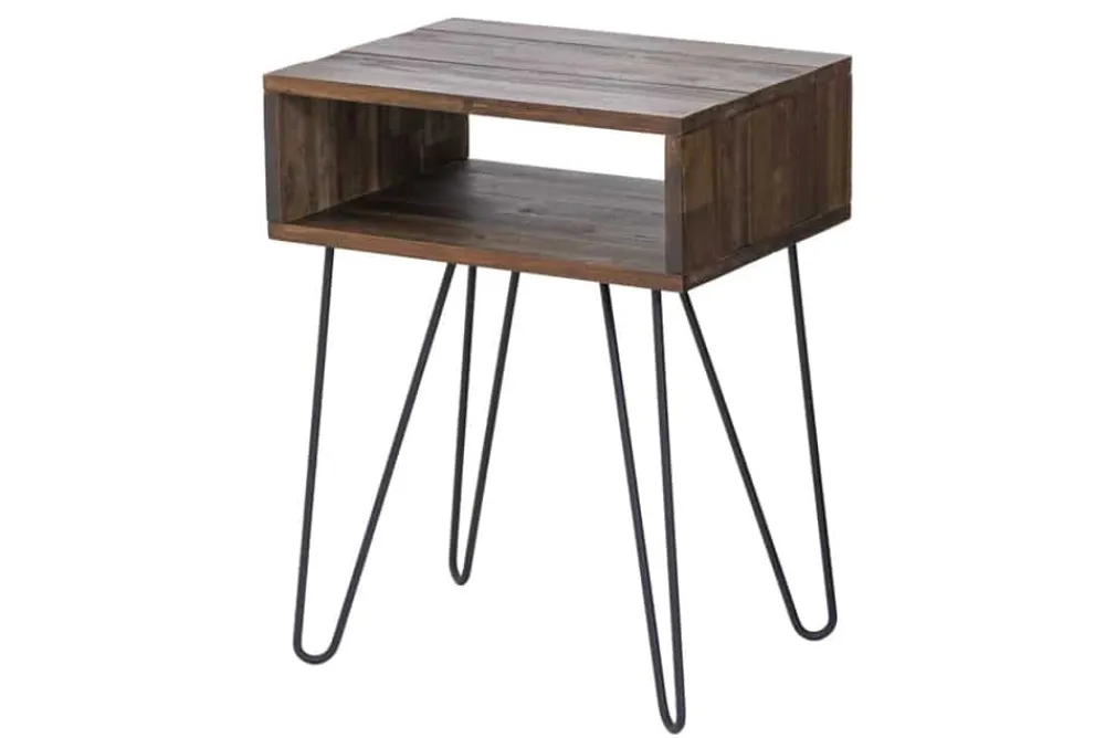 Riess-Ambiente Mehr...|Massivholztische > Massivholz Beistelltisch SCORPION 55cm Akazie Nachttisch mit Ablage Hairpin Legs Metall