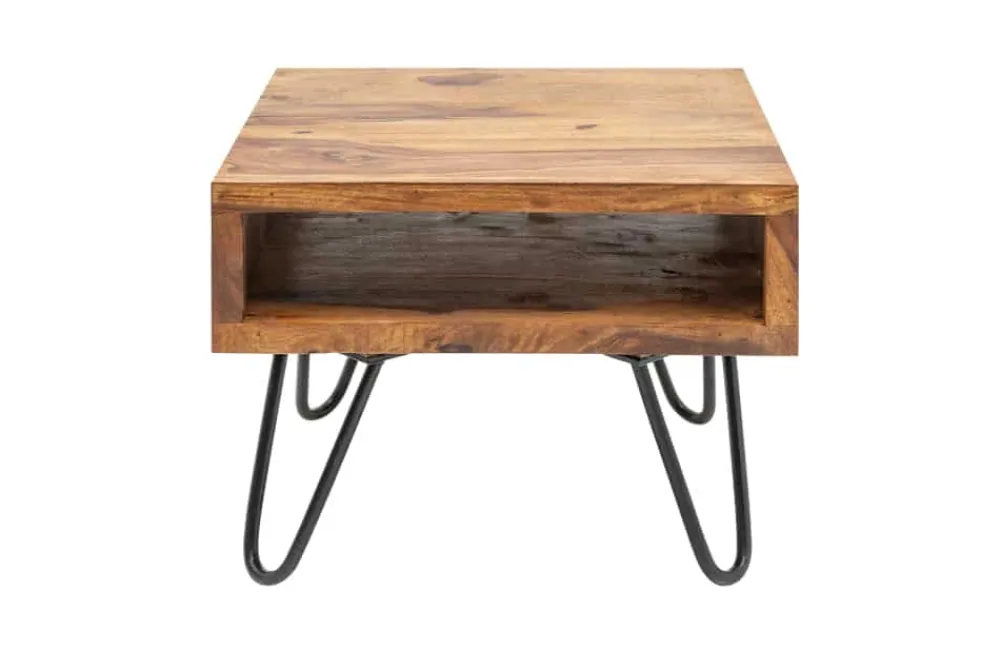 Riess-Ambiente Industrial Loft|Mehr... > Massivholz Beistelltisch SCORPION 45cm braun Sheesham stone finish Hairpin Legs Stauraum