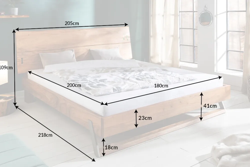 Riess-Ambiente Mehr... > Massivholz Bett AMAZONAS 180x200cm Akazie Baumkante natur Doppelbett