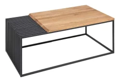 Riess-Ambiente Mehr...|Industrial Loft > Massivholz Couchtisch ARCHITECTURE 100cm Eiche geölt schwarzes Metallgestell