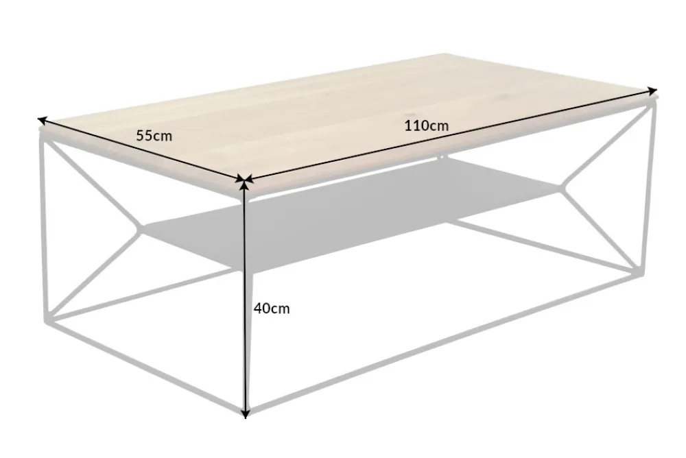 Riess-Ambiente Mehr...|Industrial Loft > Massivholz Couchtisch ARCHITECTURE 110cm Eiche geölt schwarzes Metallgestell mit Ablage