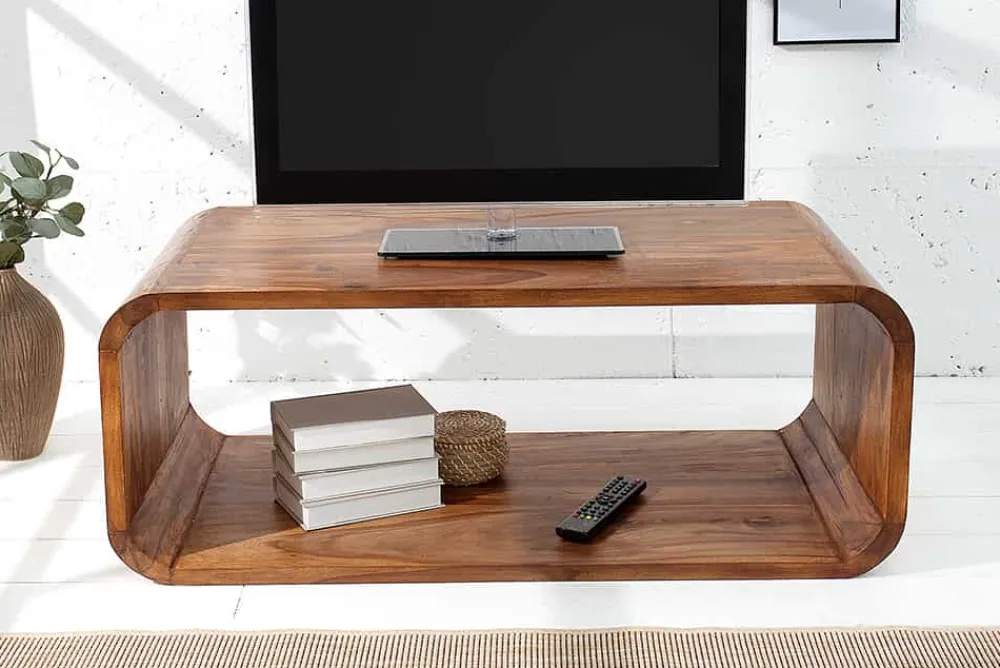 Riess-Ambiente Couchtische & Truhen|Tv- & Lowboards > Massivholz Couchtisch CUBUS 100cm braun Sheesham stone finish TV-Board handemade