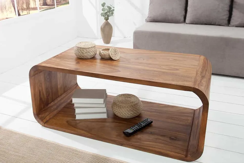 Riess-Ambiente Couchtische & Truhen|Tv- & Lowboards > Massivholz Couchtisch CUBUS 100cm braun Sheesham stone finish TV-Board handemade
