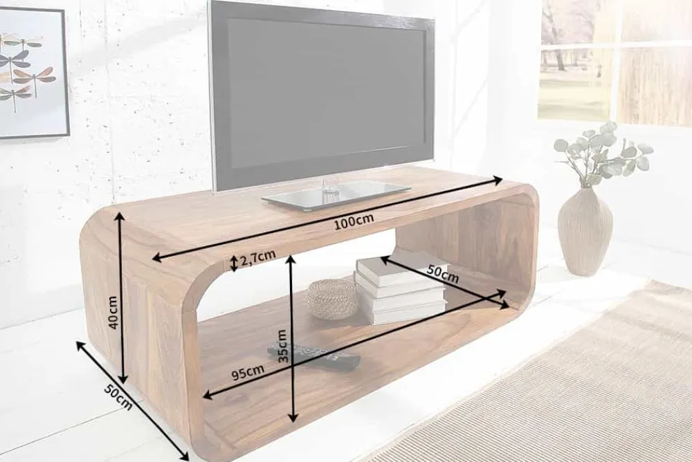 Riess-Ambiente Couchtische & Truhen|Tv- & Lowboards > Massivholz Couchtisch CUBUS 100cm braun Sheesham stone finish TV-Board handemade