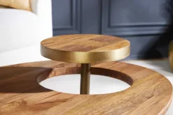 Riess-Ambiente Goldene Möbel|Couchtische & Truhen > Massivholz Couchtisch GATSBY 110cm braun gold Mango oval rund Beistelltisch 2er Set Retro Design