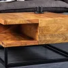 Riess-Ambiente Mehr...|Couchtische > Massivholz Couchtisch GIANT 60cm braun Sheesham stone finish Metall schwarz Ablage