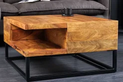 Riess-Ambiente Mehr...|Couchtische > Massivholz Couchtisch GIANT 60cm braun Sheesham stone finish Metall schwarz Ablage